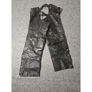 Giovanni Navarre Motorcycle Chaps Medium Black Italian Stone Design Leather